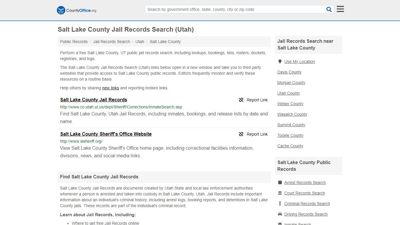 Salt Lake County Jail Records Search (Utah) - County Office